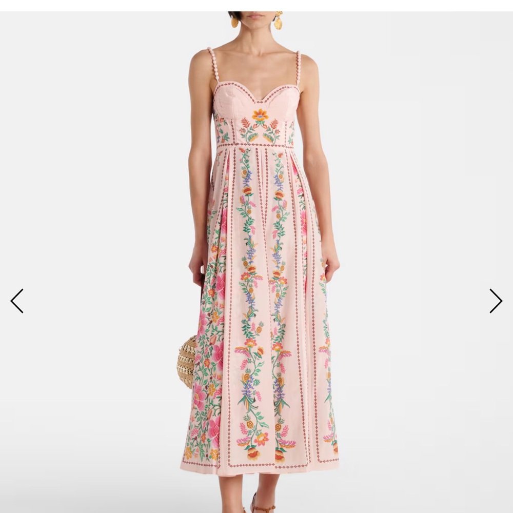 Farm Rio Pink Floral Embroidered Maxi Dress